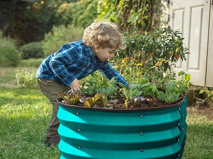 Galvanized Raised Garden Beds Outdoor // 4×2×1 ft Planter Raised Beds for Gardening, Vegetables, Flowers // Large Metal Garden Box (Turquoise)