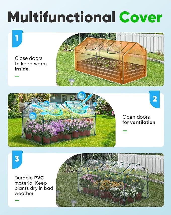 Quictent Portable Mini Cloche Greenhouse w/ Elevated Bottom, Reinforced High Light Transmission Waterproof UV-Resistant Hot House for Indoor Outdoor, w/ 50 T-Shaped Plant Tag, 71" x 36" x 36" (Clear)
