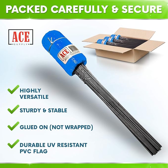 Blue Marking Flags 100 Pack - 4x5x15 Inch Blue Yard Flags - Markers For Lawn, Irrigation, Landscaping, Survey & Sprinkler Head Marking