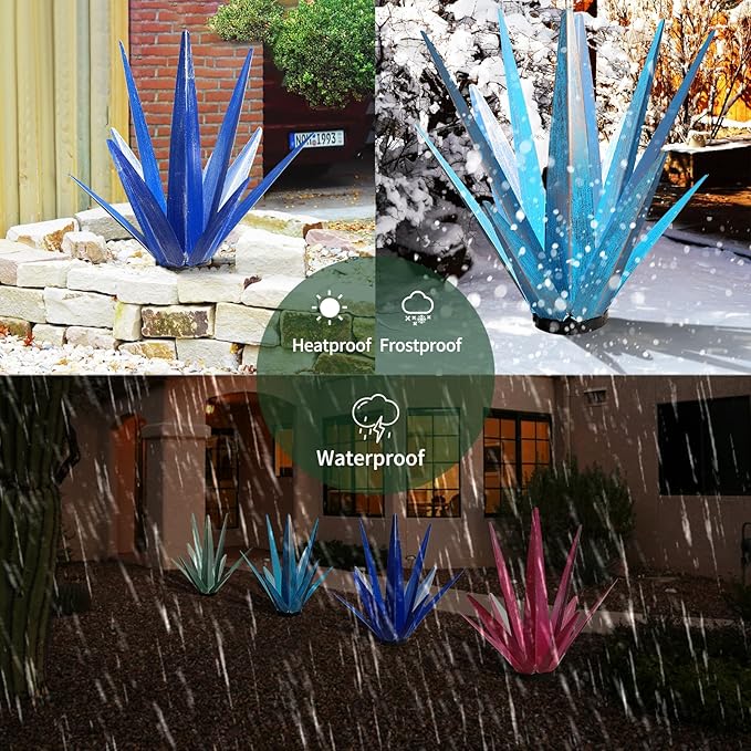 Large Tequila Rustic Sculpture, Rustic Metal Agave Plants for Outdoor Patio Yard, Home Decor Metal Agave Garden Yard Statue