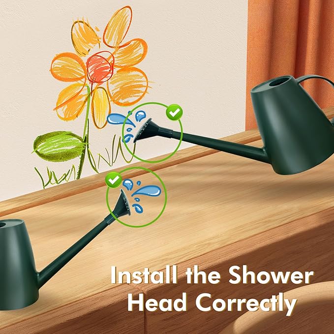 Watering Can for Indoor Outdoor Plants, Modern Small Watering Cans with Removable Nozzle, Long Spout Watering Can for Indoor Bonsai Plants Garden Flowers 1/2 Gallon 1.8L 60OZ (Dark Green)