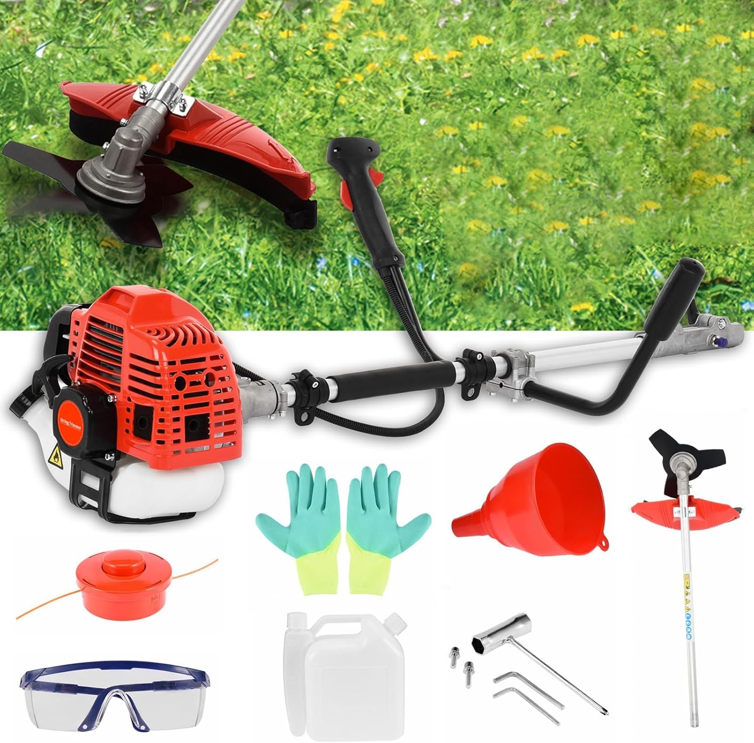 Gas Weed Eater, 52CC 2-Stroke Weed Wacker Gas Powered, 2 in 1 Multi-Functional String/Grass Trimmer, Brush Cutter for Gardening Shipping from USA Fast Arrival