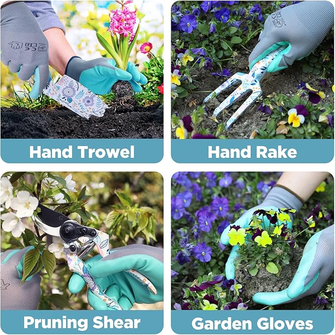 WORKPRO 5PCS Garden Tool Set, Aluminum Heavy Duty Gardening Tool Set with Garden Tool Bag, Outdoor Garden Hand Tools, Garden Gifts