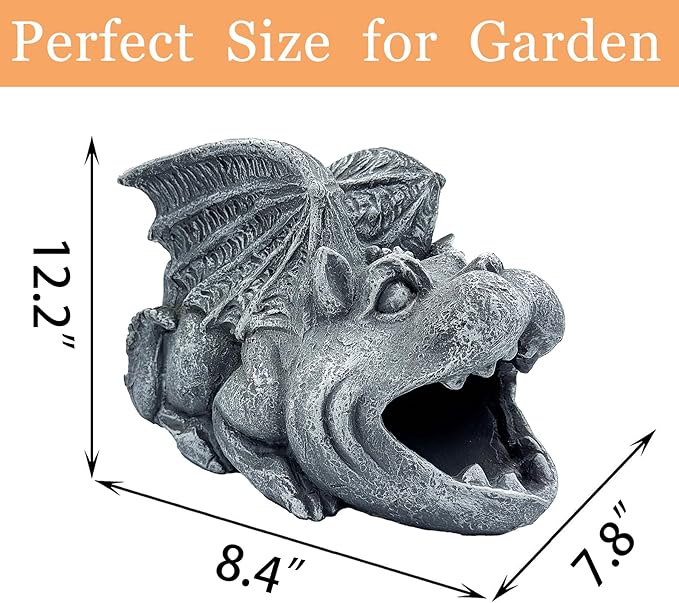 Gothic Gargoyle Statue Decor, Gutter Downspout Splash Block & Diverter, Lifelike Garden Rain Downspout Diverter, 3"x4" Decorative Gutter Extension, Outdoor Gargoyle Statues, Unique Home Accent