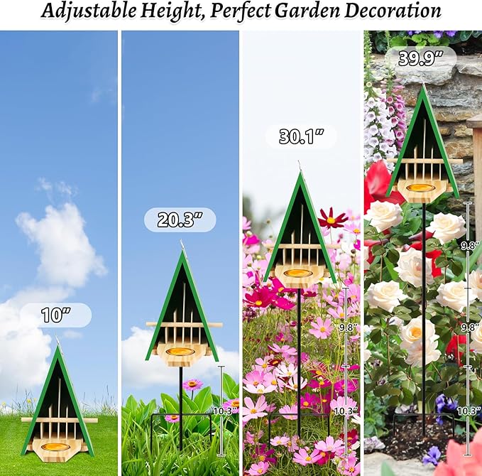 2025 New Butterfly House and Feeder for Outside, Wooden Butterfly House with Metal Stake for Garden, Natural Butterfly Habitat with Butterfly Puddler on The Floor or Hanging on Tree Wall