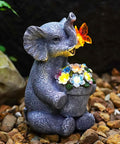 Acgarten Solar Elephant Statue Outdoor Garden Decor Porch Patio Lawn Light