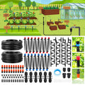 240FT Drip Irrigation System,Automatic Drip Irrigation Kit with 1/2 inch Hose 1/4 inch Distribution Tubing and Accessories,for Lawn Raised Bed Greenhouse Plant Watering System