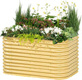 Vego garden 32" Extra Tall Raised Garden Bed Kits, 6 in 1 Modular Raised Planter Box for Vegetables Flowers Fruits Oval Metal Raised Garden, Sunlit Oak