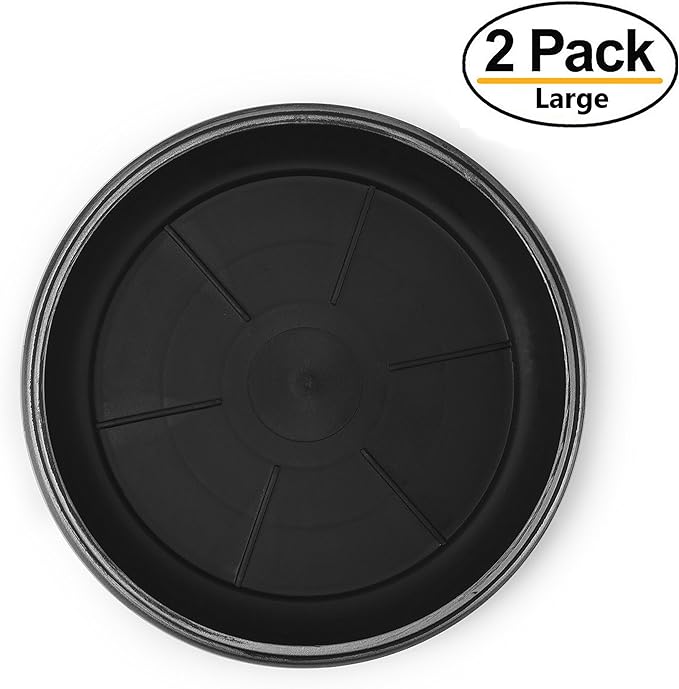 Decorative Heavy Duty Tray/Saucer (2 Pack) Rustic Medieval/French Country Look, Pot/Planter Base for Indoor/Outdoor Decor Use. Long Lasting, Reusable Light Weight (13 inches, Silver)