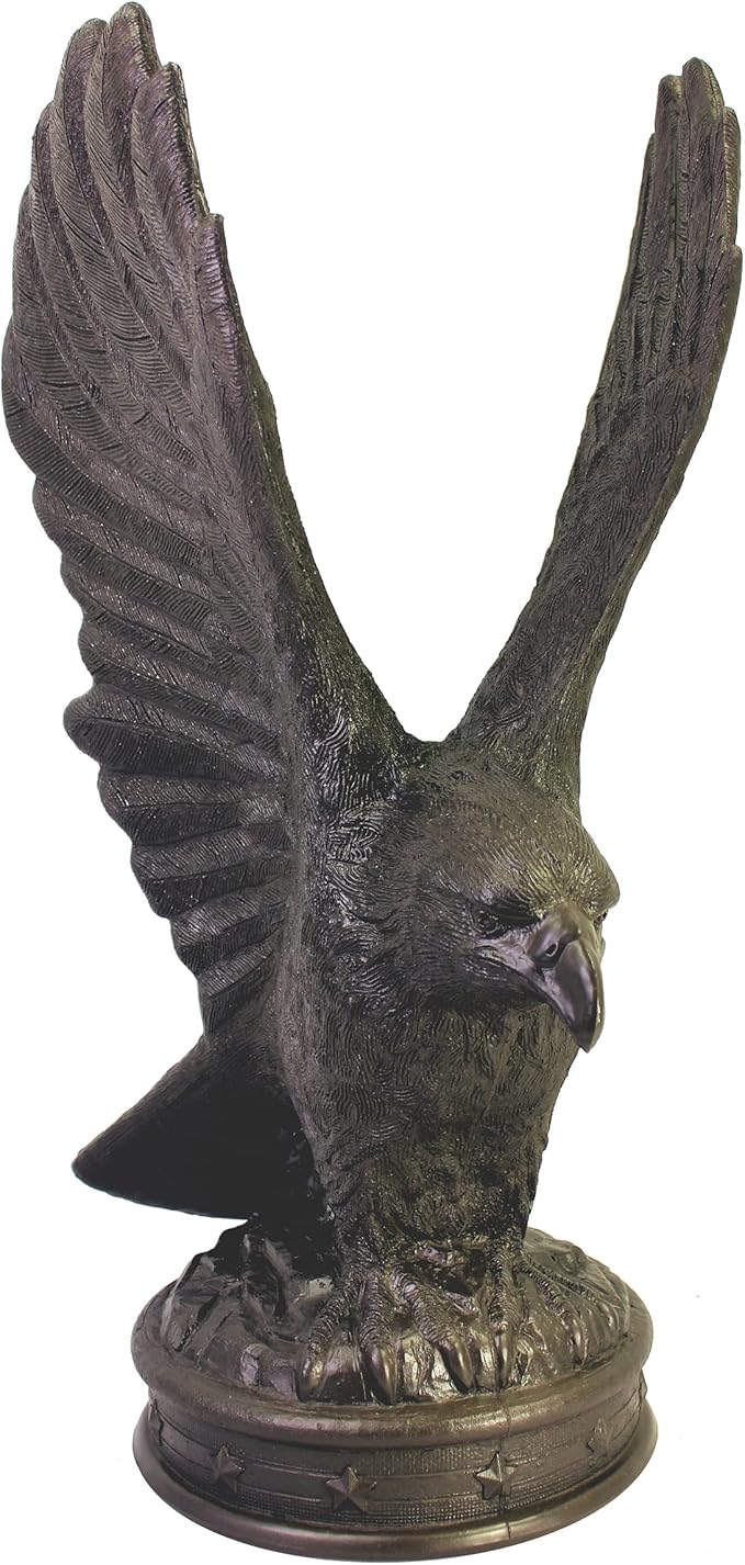 EMSCO Group Freedom Eagle Statue – Natural Bronze Appearance – Made of Plastic Resin – 32” Height