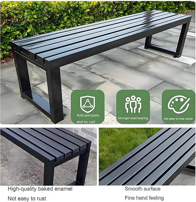 Weatherproof Metal Dining Bench, Outdoor Bench Backless Patio Bench 2-Person Farmhouse Bench Garden Bench for Kitchen, Living Room, Entryway(Yellow,40in)
