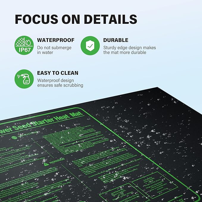 iPower 48" x 20" Waterproof Durable Seedling Heat Mat Warm Hydroponic Plant for Indoor Gardening Germination Starting