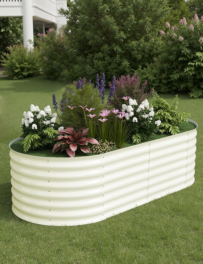 6x3x2 ft Raised Garden Bed,Galvanized Raised Planter Boxes Outdoor with Easy Assembly, Large Garden Bed for Vegetables, Fruits, Flower,Raised Garden Bed,Beige