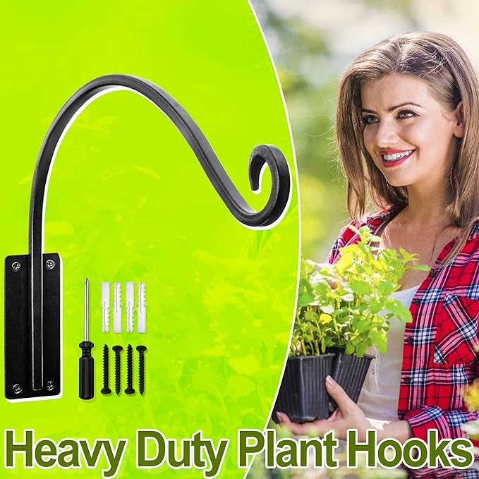 AJART Hanging Plant Hooks｜Plant Bracket Outdoor - Thicker More Durable Rust-Resistant, Heavy Duty Plant Bracket Outdoor (1 PC, 22")