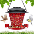 Solar Bird Feeders for Outside Hanging Metal Wild Bird Feeder Solar Lanterns Outdoor Waterproof Garden Decor for Yard red