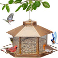 Metal Bird Feeder for Outdoor Hanging, 4.6LB Large Capacity, Garden Decoration - Attracts Wild Birds, Durable Outdoor Bird Feeding Station for Garden Yard Outside Backyard (Extra Large Gold)
