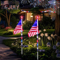 4th of July Decorations Outdoor Solar Lights, 2 Pack Red White and Blue Star Lights for National Day with American Flag, 2 Modes Waterproof Solar Patriotic Light for Independence Memory Day Yard Path