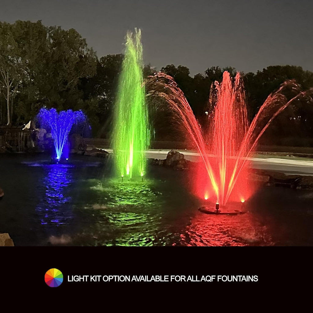 HALF OFF PONDS Floating Fountain – 1.2 HP Pond Aerator, 200' Cord – 10,000 GPH Water Pump – 11 Spray Patterns - Energy-Efficient - Improves Water Quality - for Large Ponds, Lakes & Water Gardens
