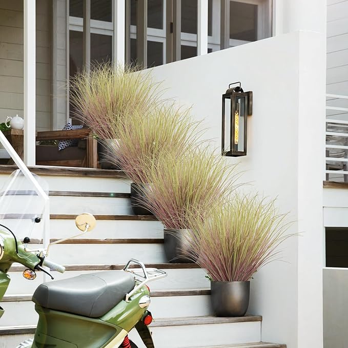 24Pcs Artificial Grass Plants, Faux Shrubs Wheat Grass, Artificial Tall Grass Fake Plants for Outdoor Decor,Artificial Greenery Stems Weed for Room Indoor Home Decor（Light Purple）