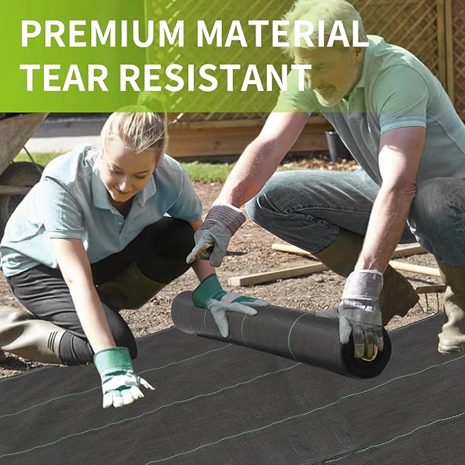 3x100ft 3.2OZ, Weed Barrier Landscape Fabric Heavy Duty, Woven Weed Control Fabric, High Permeability Good for Flower Bed, Geotextile Fabric Underlayment, Driveway (2.6ft*100ft)