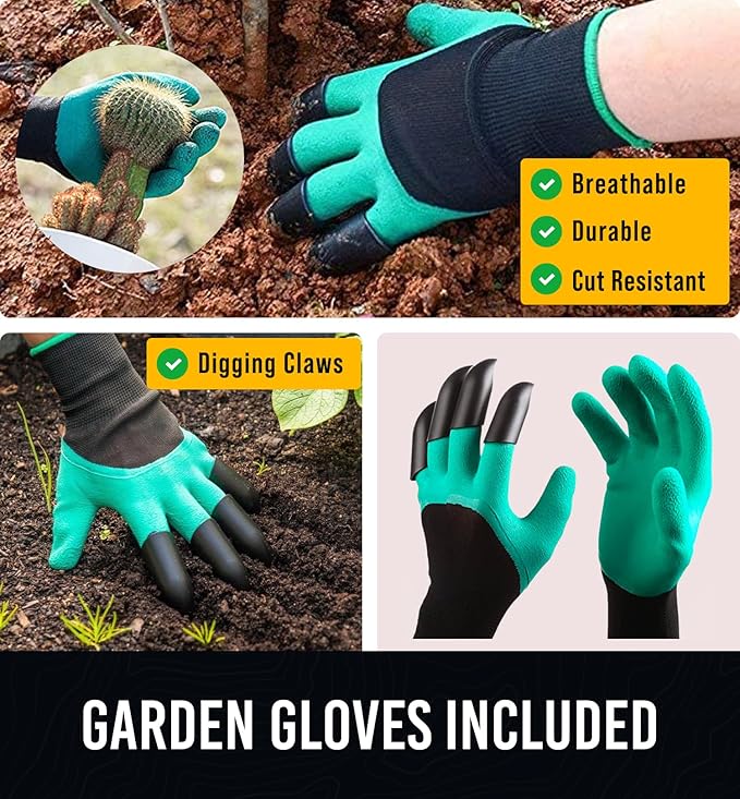 GROWIT Heavy Duty Gardening Tools - 22-Piece Gardening Gifts for Women, Mom, Men - Durable, Ergonomic Garden Tool Set