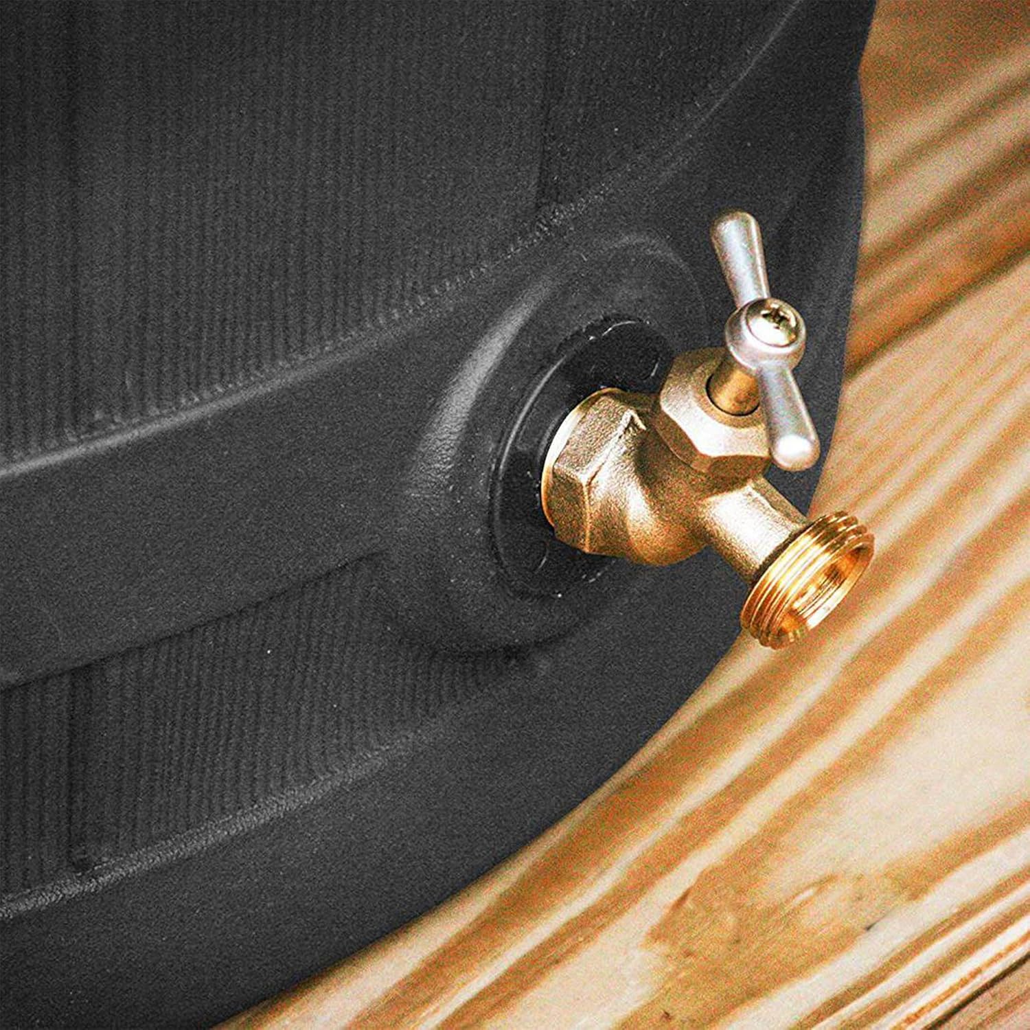 Good Ideas Rain Wizard 50 Gallon Plastic Outdoor Home Rain Barrel Water Storage Collector with Brass Spigot and Flat Back Design, Black (4 Pack)