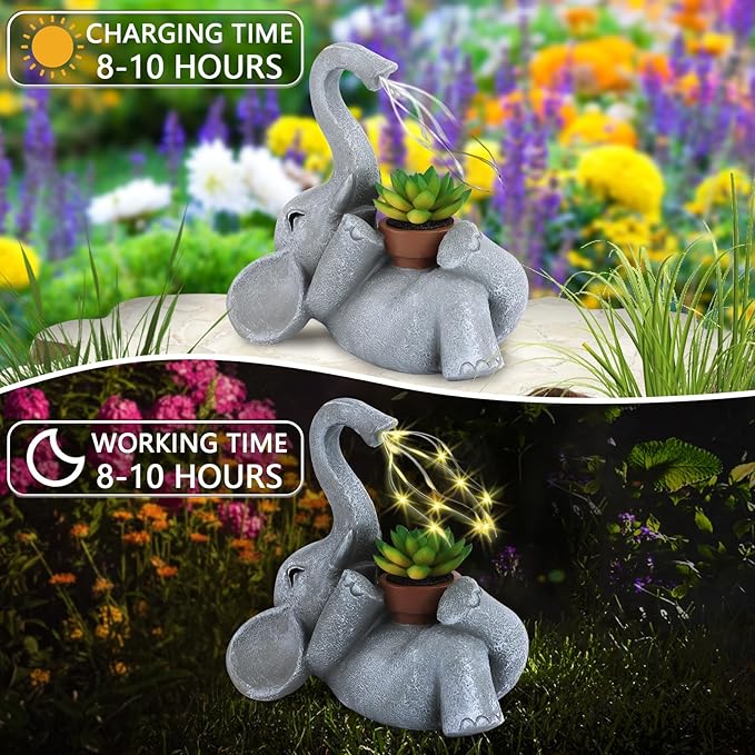 Elephant Statue for Garden Decor with LED Solar Lights,Elephant Gifts for Women,Outdoor Statue Decorations,Garden Statues,Funny Patio and Outdoor Yard Decoration