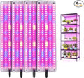 LED Grow Lights for Indoor Plants Full Spectrum,600LEDs Full Spectrum Red Bule Grow Lights for Under Cabinet Plant, Grow Lamp with 3/6/12H Timer,6 Dimmable Levels,Grow Lights for Shelves 4 Panel