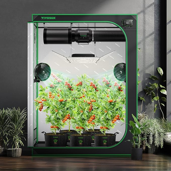 VIVOSUN S538 5x2 Grow Tent, 60"x32"x80" High Reflective Mylar with Observation Window and Floor Tray for Hydroponics Indoor Plant for VS2000/VSF4300