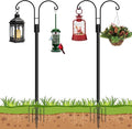 Ottsuls Bird Feeder Pole, 2 Pack 92 INCH Double Shepherds Hooks for Outdoor, Garden Pole with 5 Base Prongs Heavy Duty Planter Hooks for Hanging Plant Baskets, Lantern, Hummingbird Feeder