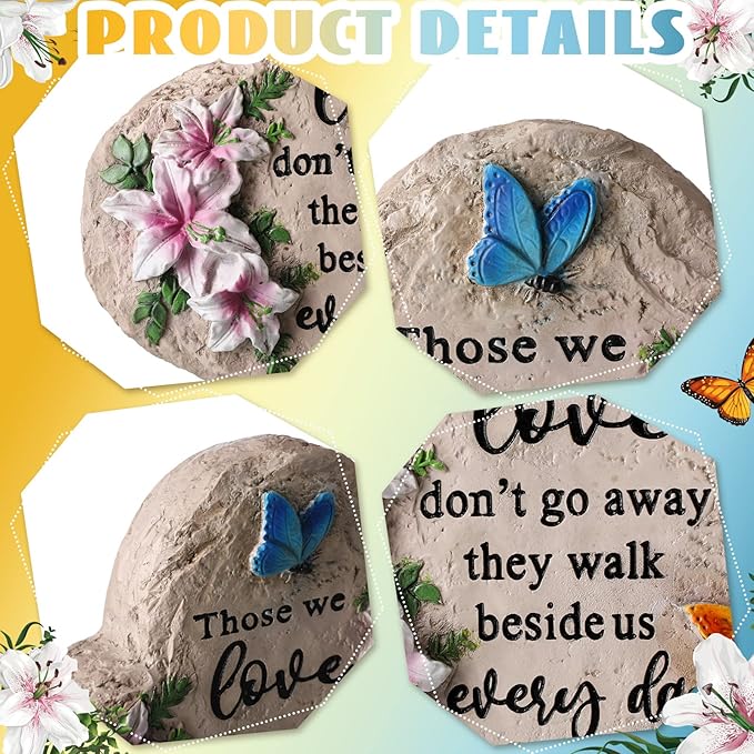Jetec Memorial Garden Stone Sympathy Gift Decor Those We Love Don't Go Away Memorial Bereavement in Memory of Loss of Loved One Condolence Gifts for Outdoors(6 Inch)