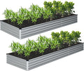 Galvanized Raised Garden Bed,2 Pcs 12×2×1FT Metal Planting Box for Outdoor Vegetable, Herb,Planter Gardening (Silver)
