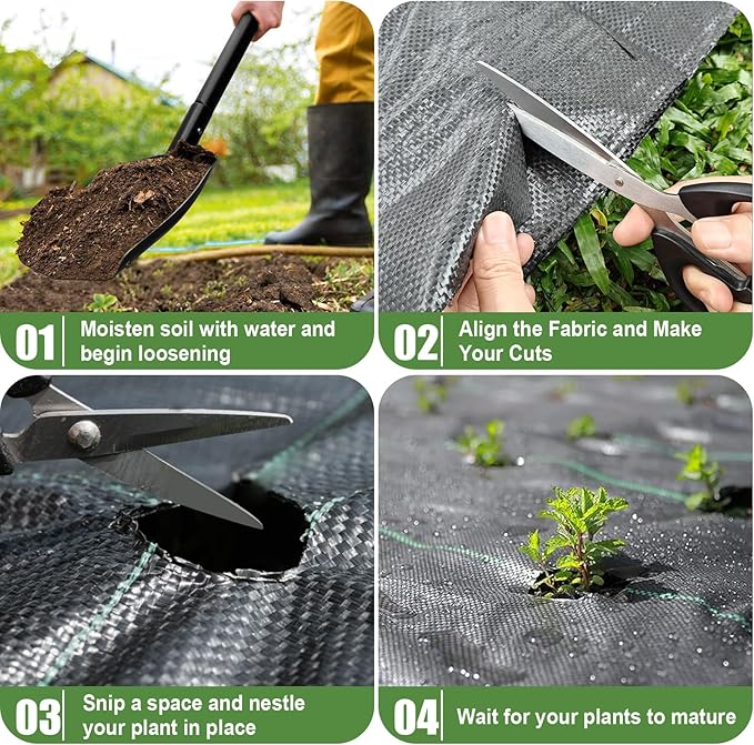 4FTx100FT Weed Barrier Fabric Heavy Duty, Gardening Landscape Fabric Cover Mat, Durable Weed Control Fabric for Garden Bed Cover, Landscaping, Commercial Driveway, Underlayment Use (4x100FT-3.2OZ)