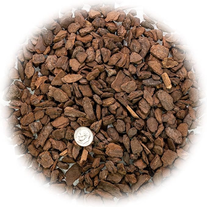 New Zealand Pinus Radiata Bark - Organic Hand Mixed New Zealand Orchiata Pine Bark for Orchids - Medium Chips 9-12mm - 2 Quart Bag
