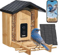 Smart Bird Feeder with Camera for Wild Birds - Identifies 11,000+ Species, Solar Panel Wireless Outdoors Bamboo Birdhouse with Cam, 2K HD Live Video & Instant Alerts - Bird Lover Gifts