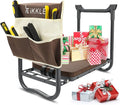 ikkle Garden Kneeler and Seat Gardening Stool Kneeler Folding Gardening Bench with Thicker Detachable Kneeling Pad and Tool Store Pouches (Brown)