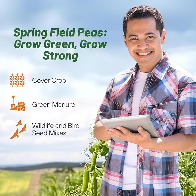 Outsidepride Dundale Spring Field Peas Seeds - 10 lbs. Annual, High-Protein Legume & Cover Crop Seeds for Forage, Food Plot, Gardens & Pastures - Ideal for Improving Soil Health, & Erosion Control