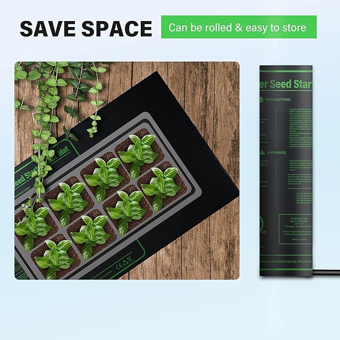 iPower GLHTMTCTRLHTMTL 48" x 20" Warm Hydroponic Seedling Heat Mat and Digital Thermostat Control Combo Set for Plant Germination, Black