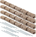 Beuta Landscape Edging | Garden Edging Border | Faux Stone Bricks for Lawn edging, Flower beds, Pathways & Yard Edging– 4 Packs | Each Section Has 6 Bricks 48"L x 4"W x 2.25"H | 12 Spikes |Sandstone