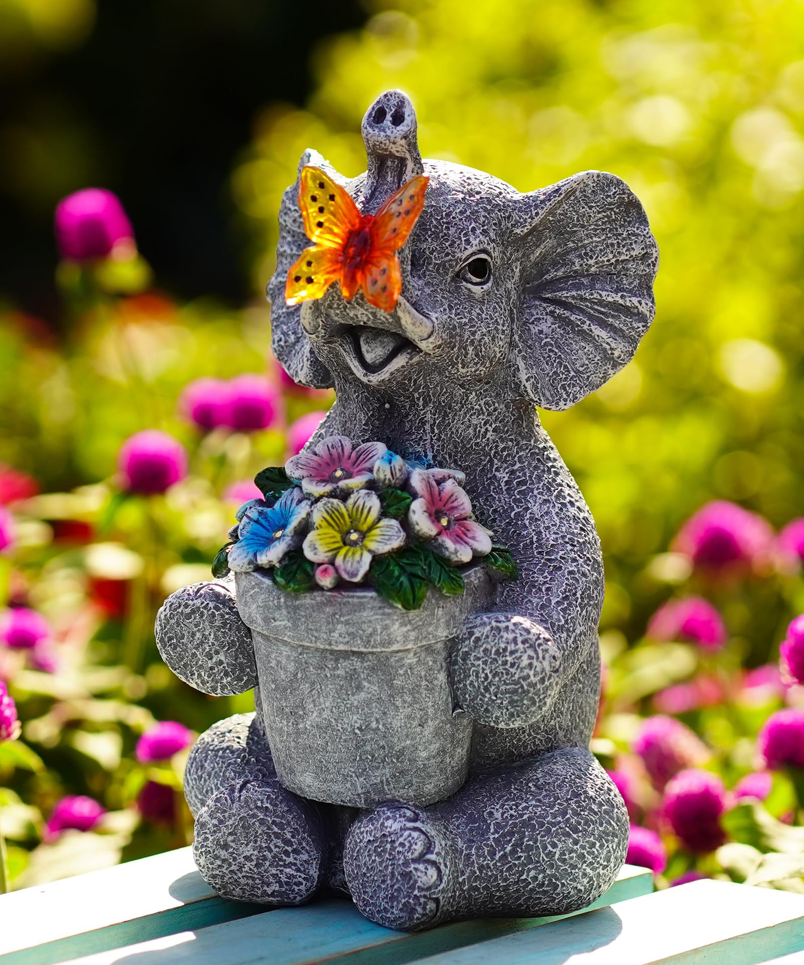 Acgarten Solar Elephant Statue Outdoor Garden Decor Porch Patio Lawn Light