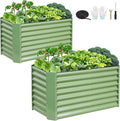 4x2x2ft (2 Pack) Raised Garden Bed - Galvanized Deep Root Planter Boxes Outdoor with Wing Nuts and Safety Edges for Gardening Vegetables, Flowers, Herbs, Succulents - Olive Green