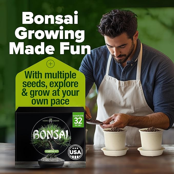 Bonsai Tree Kit - Gifts for Men & Women - Grow 4 Bonsai Trees - Unique Gardening Crafts for Adults, DIY Hobbies for Plant Lovers & Gardeners - Unusual Christmas Gift Ideas for Mom & Dad