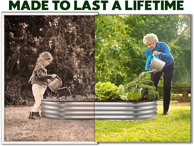 Galvanized Raised Garden Beds Outdoor // 6×3×1 ft Planter Raised Beds for Gardening, Vegetables, Flowers // Large Metal Garden Box // Patented Tool-Free Design (Silver)