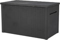 Keter Java XXL 230 Gallon Resin Rattan Look Large Outdoor Storage Deck Box for Patio Furniture Cushions, Pool Toys, and Garden Tools, Dark Grey