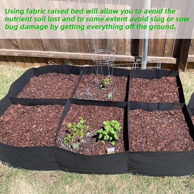 CJGQ Fabric Raised Garden Bed 4x2x1ft Garden Grow Bed Bags for Growing Herbs, Flowers and Vegetables 55 Gallon
