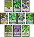 10 Kit Non-GMO Growing into Thyme, Lavender, Chamomile, Dill, Chives, Cilantro, Rosemary, Basil, Parsley, Sage Indoor/Outdoor for Kitchen Windowsill Gardening Gift