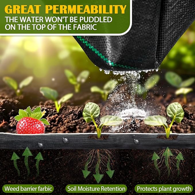 KAKO 4Ft x 100Ft Weed Barrier Fabric Heavy Duty Weed Barrier Landscape Fabric, Garden Fabric Weed Barrier, Ground Cover Weed Barrier Weed Cloth for Garden Fabric, Landscaping Fabric, Driveway Fabric