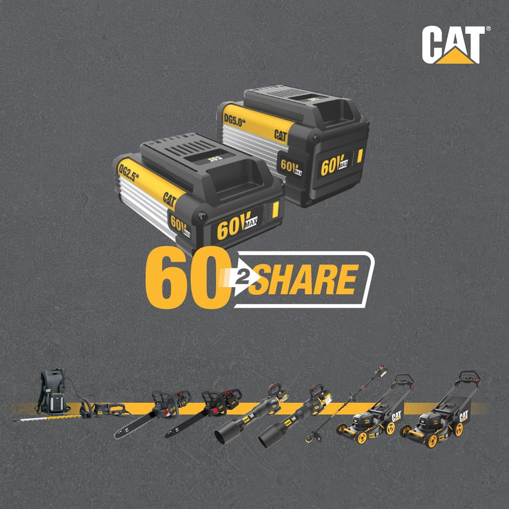 Cat DG610 60V 15” Brushless String Trimmer Cordless with Dual Line Bump Feed Head, Edger with Quick Line Load, Weed Trimmer with ECO Mode for Extended Runtime – Battery & Charger Included