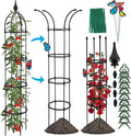 Garden Obelisk Trellis for Climbing Plants Outdoor, 6.6ft Tall Rustproof Coated Metal Plant Support with Garden Twist Tie (1 PK)