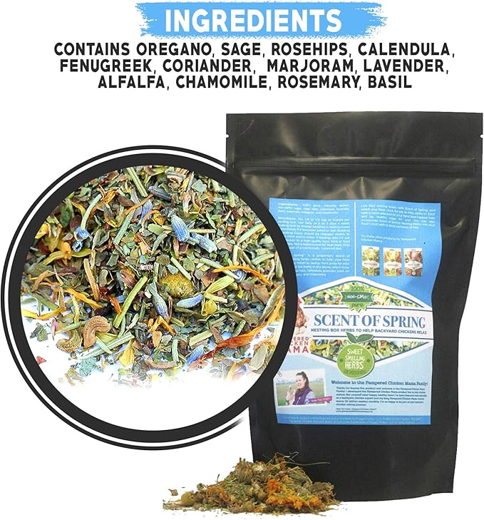 Nesting Herbs for Backyard Chickens 8 pounds - Scent of Spring - Keep Laying Hens Happy, Healthy and Relaxed